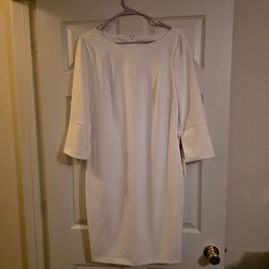 Calvin Klein Cream Long Sleeve Dress